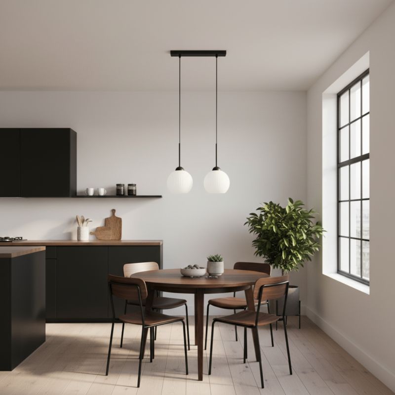 Lampa wisząca listwa EDYLIT 2xE27 białe kule loft industrialna nad stół FIONA 14-988 1 szt.
