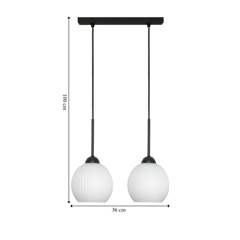Lampa wisząca listwa EDYLIT 2xE27 białe kule loft industrialna nad stół FIONA 14-988 1 szt.