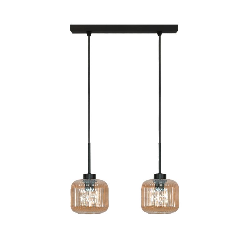 Lampa wisząca listwa EDYLIT 2xE27 bursztynowe klosze loft industrialna nad stół BEKA AMBER 15-018 1 szt.