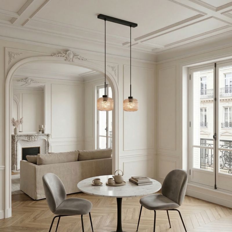 Lampa wisząca listwa EDYLIT 2xE27 bursztynowe klosze loft industrialna nad stół BEKA AMBER 15-018 1 szt.