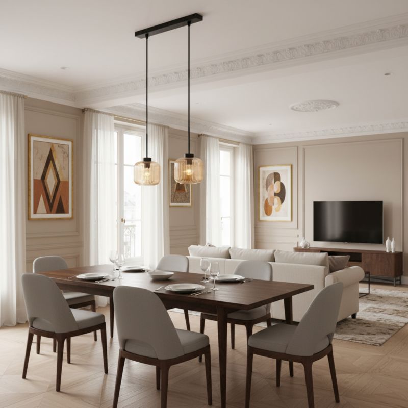 Lampa wisząca listwa EDYLIT 2xE27 bursztynowe klosze loft industrialna nad stół BEKA AMBER 15-018 1 szt.
