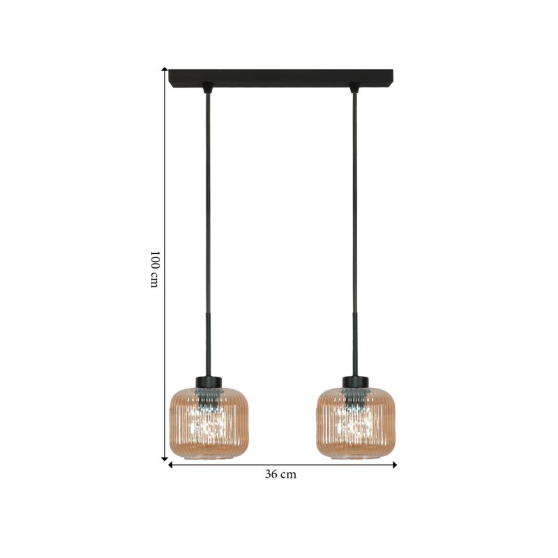 Lampa wisząca listwa EDYLIT 2xE27 bursztynowe klosze loft industrialna nad stół BEKA AMBER 15-018 1 szt.