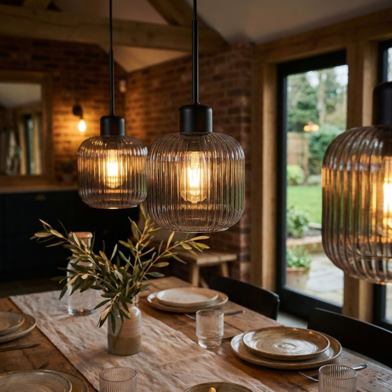 Lampa wisząca listwa EDYLIT 3xE27 grafitowe klosze loft industrialna nad stół BEKA GREY 15-004 1 szt.
