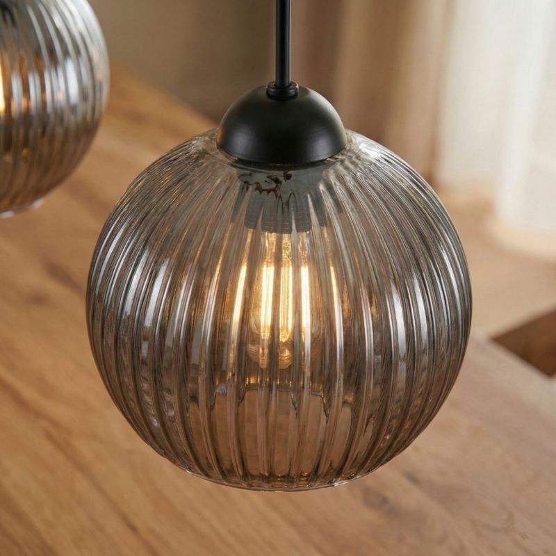 Lampa wisząca listwa EDYLIT 3xE27 grafitowe kule ryflowane loft SFERA 15-054 1 szt.