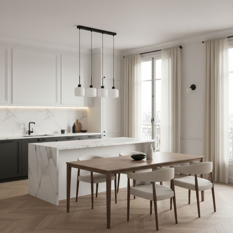 Lampa wisząca listwa EDYLIT 4xE27 czarna białe klosze loft nowoczesna BEKA BIANCO 14-961 1 szt.