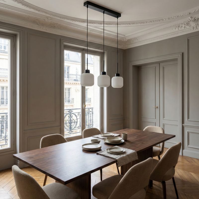 Lampa wisząca listwa EDYLIT czarna 3xE27 białe klosze loft nowoczesna BEKA BIANCO 14-964 1 szt.