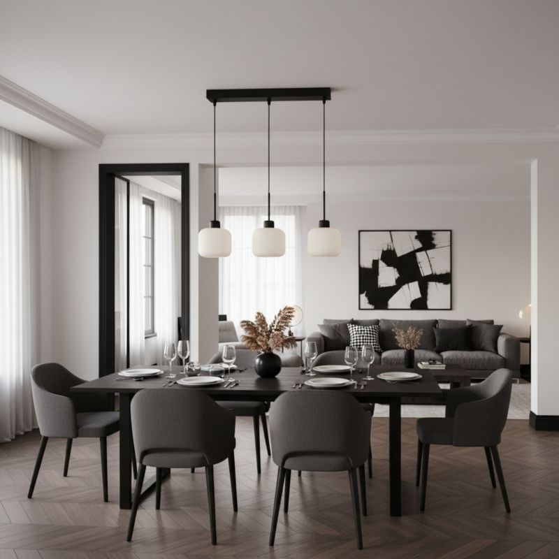 Lampa wisząca listwa EDYLIT czarna 3xE27 białe klosze loft nowoczesna BEKA BIANCO 14-964 1 szt.