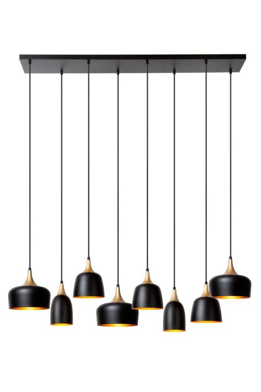 Lampa wisząca listwa metalowa Lucide CHAYANNE czarno-złota 8xE14x40W IP20 wym:150x125x35cm - 1 szt.