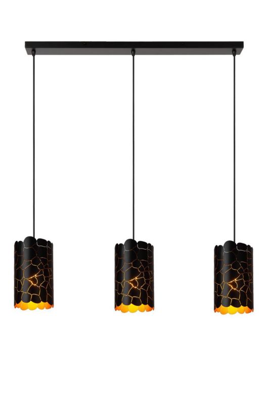 Lampa wisząca listwa metalowa ozdobne klosze Lucide ALMELO czarna 3xE27x40W IP20 wym:155x92x15cm - 1 szt.