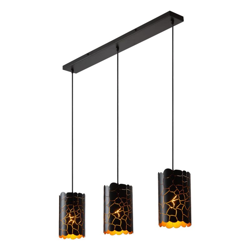 Lampa wisząca listwa metalowa ozdobne klosze Lucide ALMELO czarna 3xE27x40W IP20 wym:155x92x15cm - 1 szt.