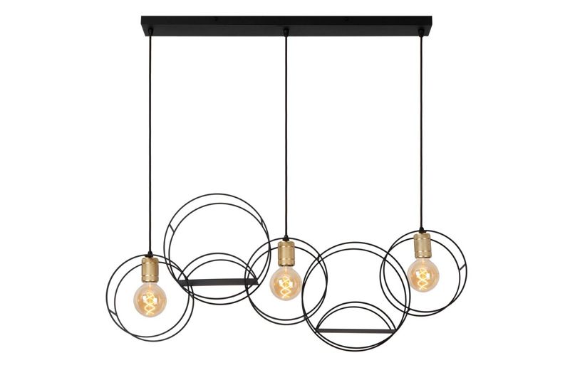 Lampa wisząca listwa metalowe obręcze Lucide CIRCLE czarna 3xE27x40W IP20 wym:160x104x15cm - 1 szt.