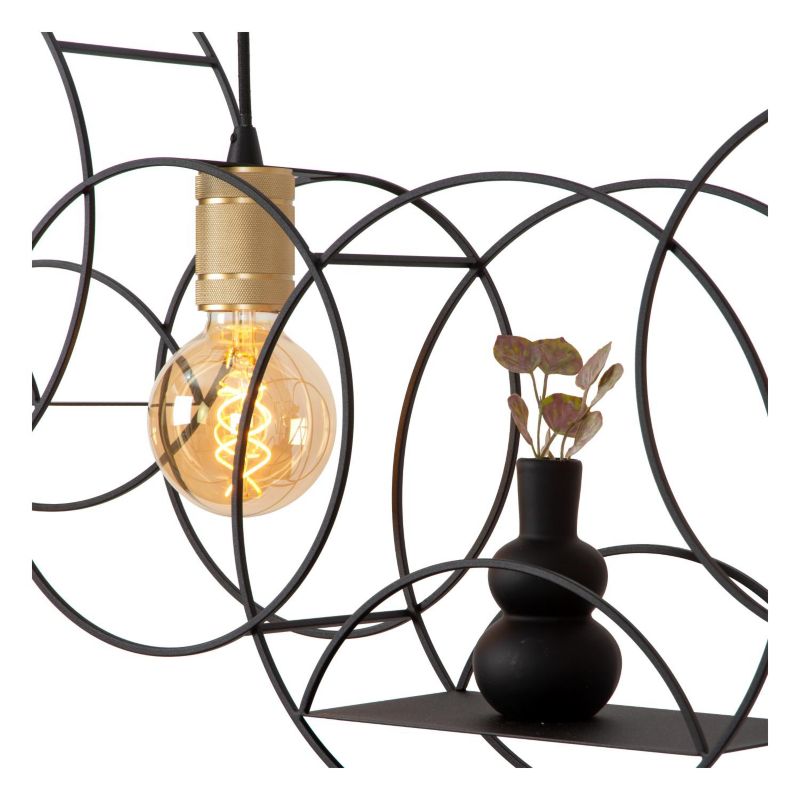 Lampa wisząca listwa metalowe obręcze Lucide CIRCLE czarna 3xE27x40W IP20 wym:160x104x15cm - 1 szt.