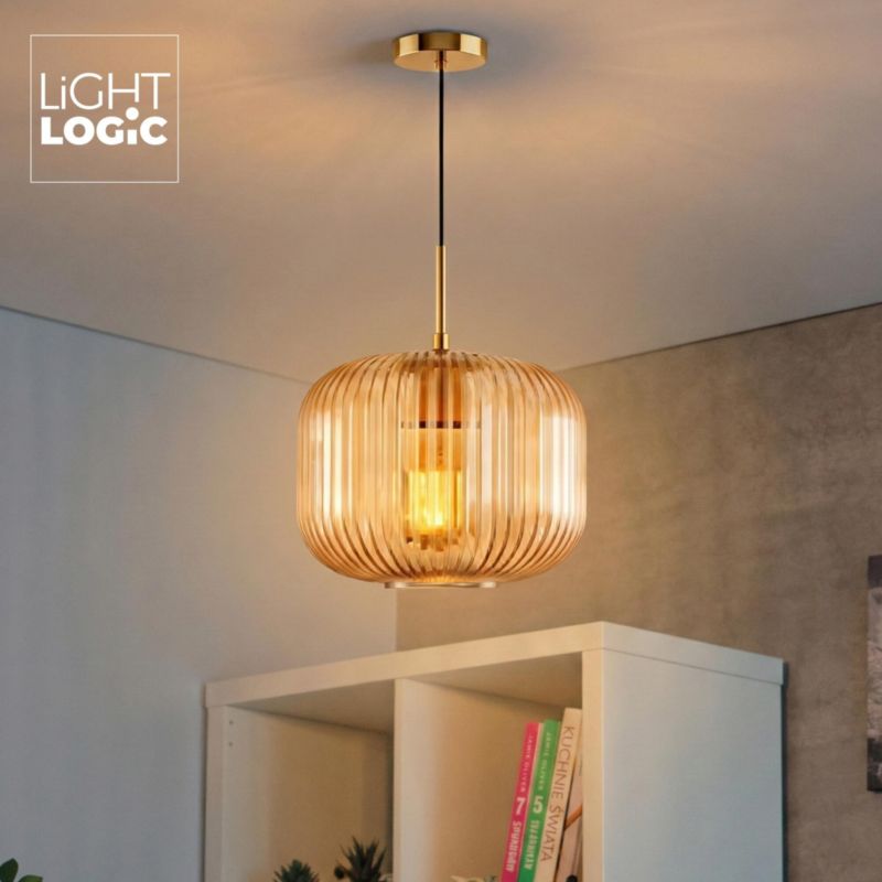 Lampa wisząca LL NYTHERA AM E27 PL LIGHTLOGIC 66860 bursztynowy szklany klosz 1szt.