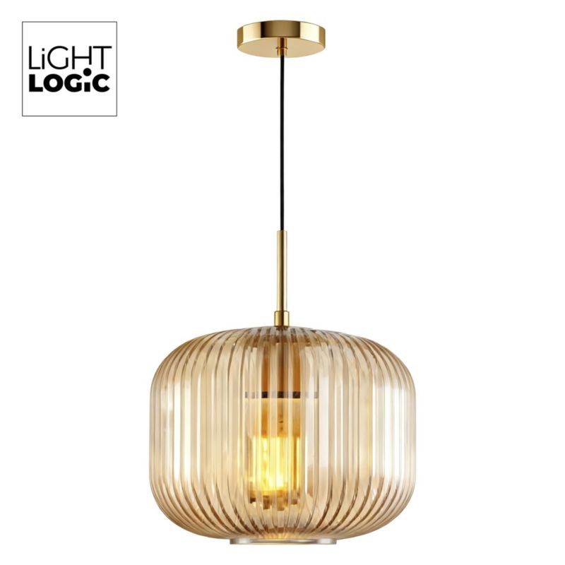 Lampa wisząca LL NYTHERA AM E27 PL LIGHTLOGIC 66860 bursztynowy szklany klosz 1szt.