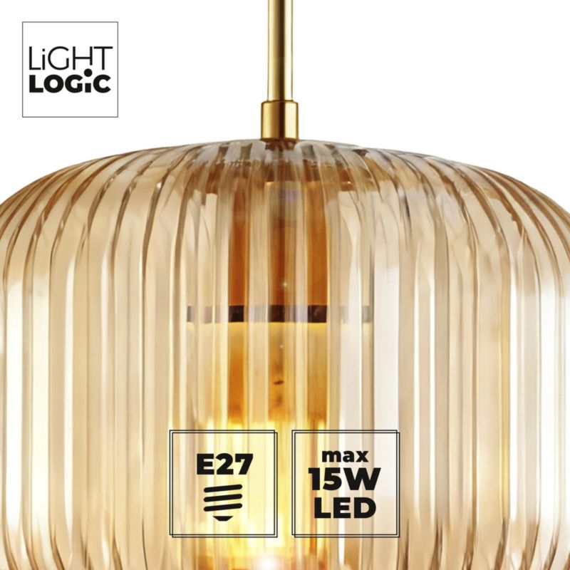 Lampa wisząca LL NYTHERA AM E27 PL LIGHTLOGIC 66860 bursztynowy szklany klosz 1szt.