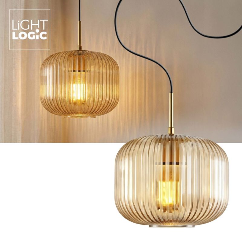 Lampa wisząca LL NYTHERA AM E27 PL LIGHTLOGIC 66860 bursztynowy szklany klosz 1szt.