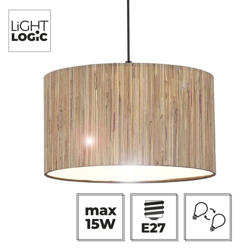 Lampa wisząca LL WERNIC LAMP02 E27 66648 LightLogic boho lekka ciepły brąz klosz 1 szt.