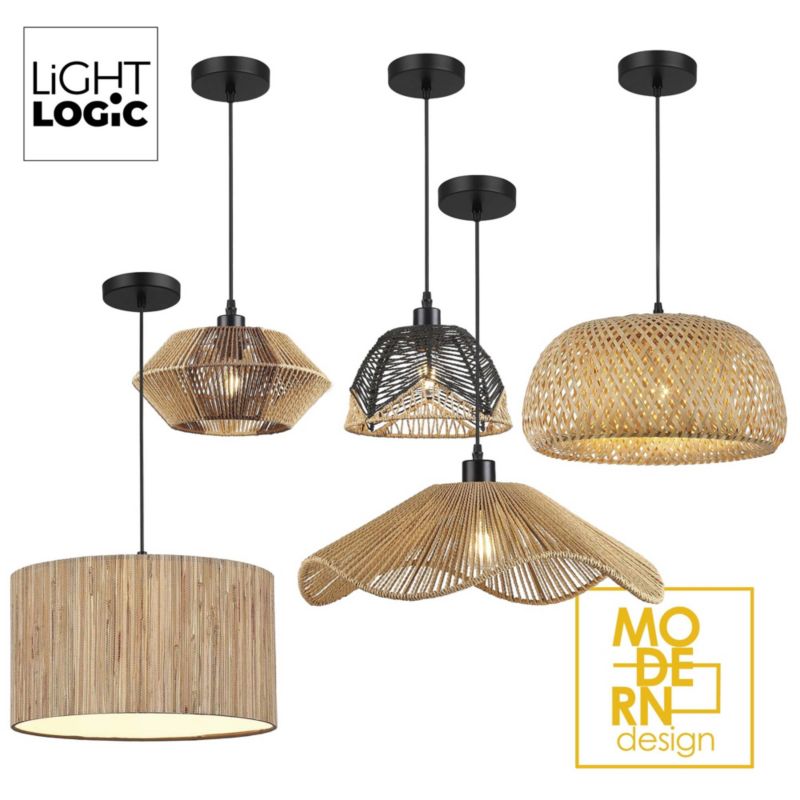Lampa wisząca LL WERNIC LAMP02 E27 66648 LightLogic boho lekka ciepły brąz klosz 1 szt.