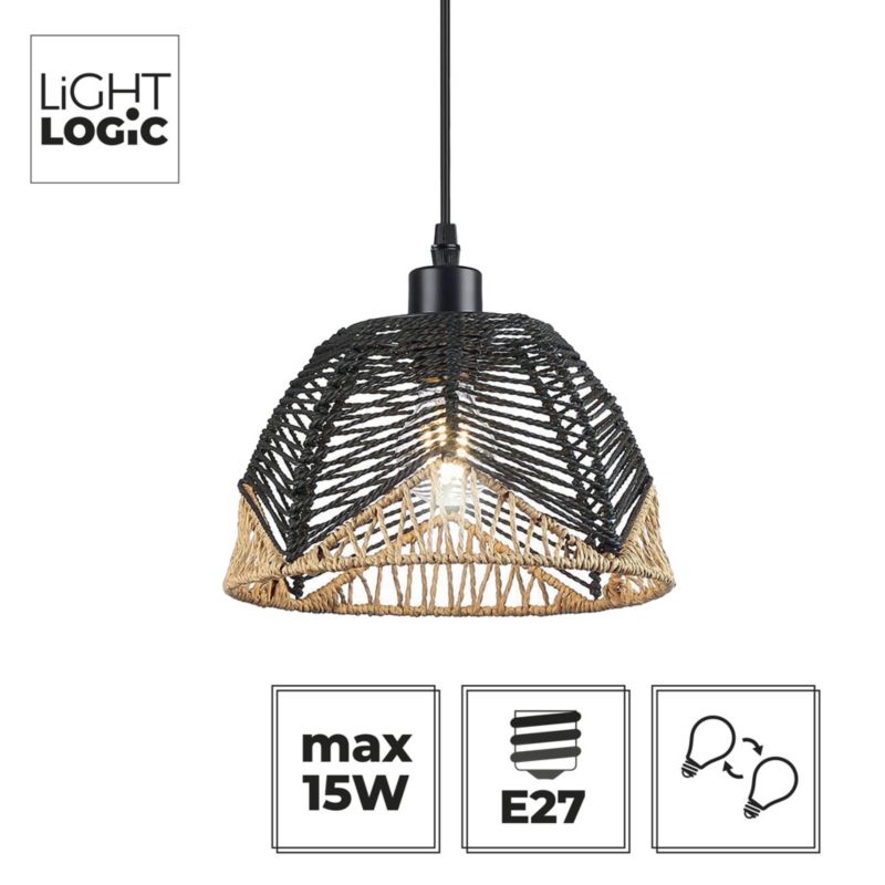 Lampa wisząca LL WERNIC LAMP04 E27 66650 LightLogic boho lekka ciepły brąz klosz 1 szt.