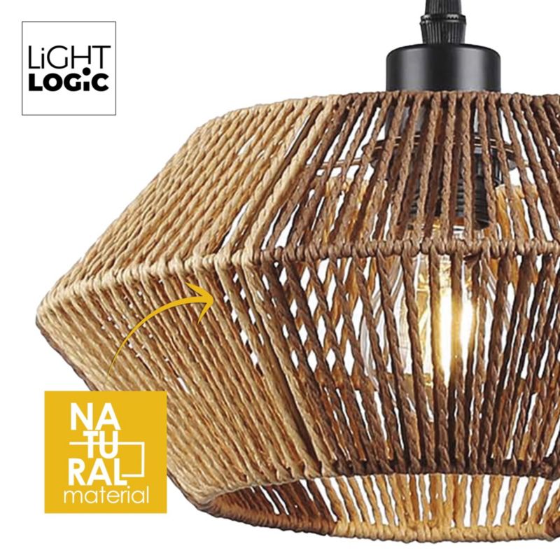 Lampa wisząca LL WERNIC LAMP05 E27 66651 LightLogic boho eko lekka ciepły brąz 1 szt.