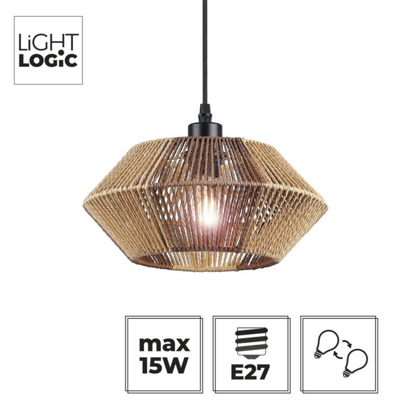 Lampa wisząca LL WERNIC LAMP05 E27 66651 LightLogic boho eko lekka ciepły brąz 1 szt.