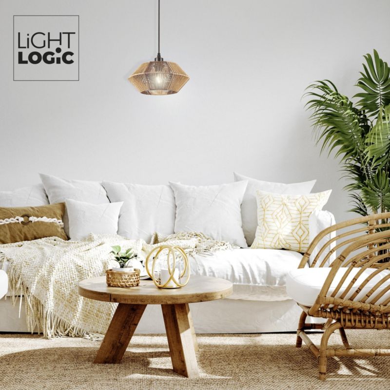 Lampa wisząca LL WERNIC LAMP05 E27 66651 LightLogic boho eko lekka ciepły brąz 1 szt.