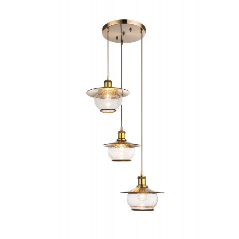Lampa wisząca loft NEVIS 69030-3H Globo, metal i szkło, 3xE27, brąz stare złoto do salonu i jadalni 1 szt.