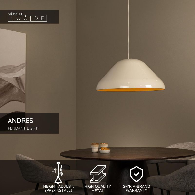 Lampa wisząca Lucide ANDRES kremowa 1xE27x40W IP20 wym:70x56x56cm - 1 szt.