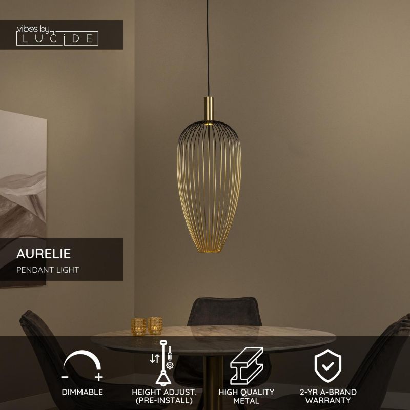 Lampa wisząca Lucide AURELIE złota 1xGU10x25W IP20 wym:190x30x30cm - 1 szt.