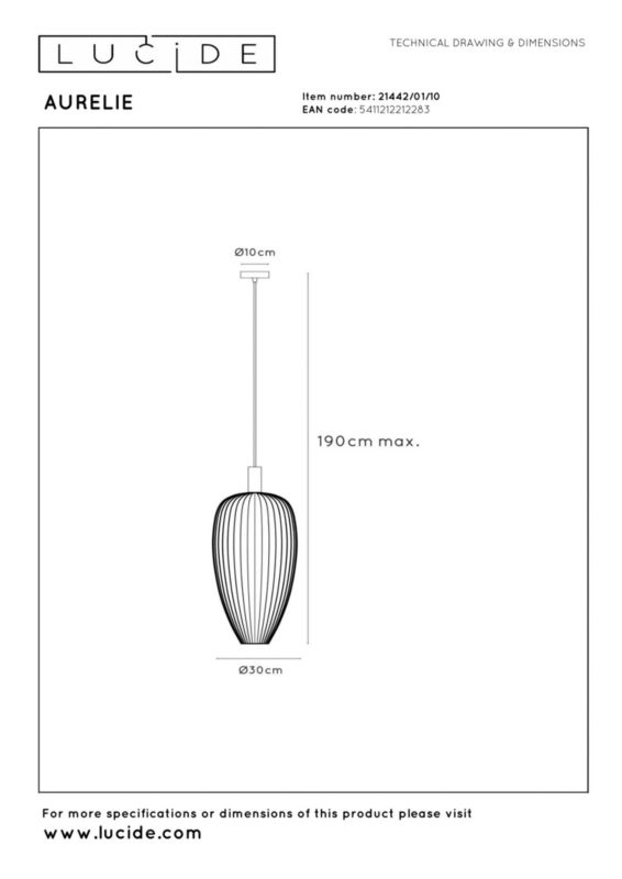 Lampa wisząca Lucide AURELIE złota 1xGU10x25W IP20 wym:190x30x30cm - 1 szt.