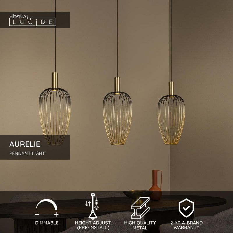 Lampa wisząca Lucide AURELIE złota 3xGU10x25W IP20 wym:170x115x22cm - 1 szt.