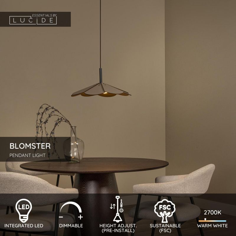 Lampa wisząca Lucide BLOMSTER taupe LED 9W 3000K 570lm IP20 - 1 szt.