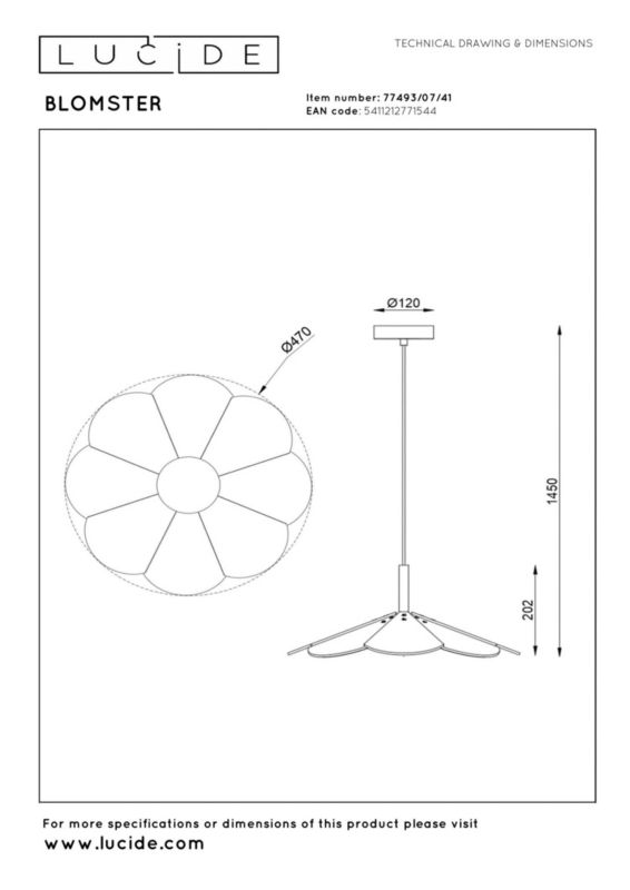 Lampa wisząca Lucide BLOMSTER taupe LED 9W 3000K 570lm IP20 - 1 szt.