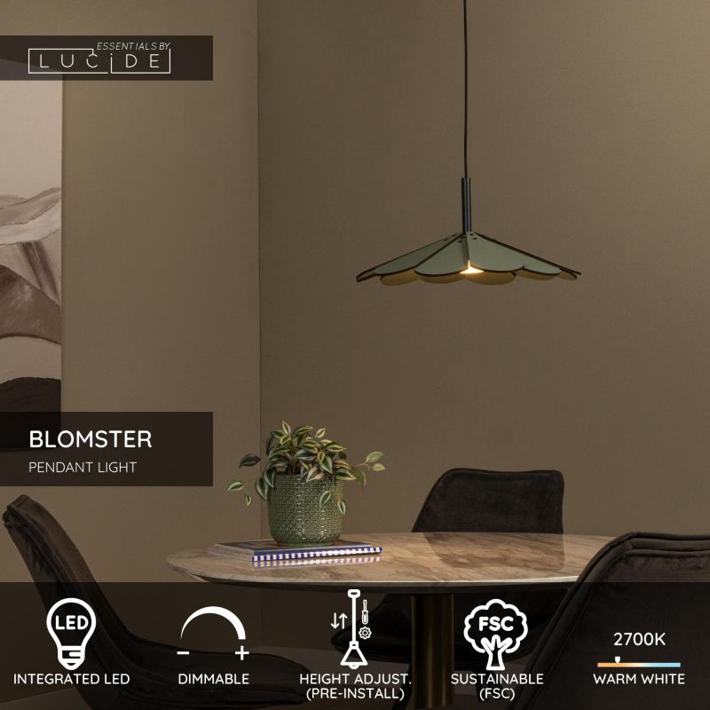 Lampa wisząca Lucide BLOMSTER zielona LED 9W 3000K 570lm IP20 - 1 szt.