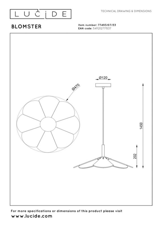 Lampa wisząca Lucide BLOMSTER zielona LED 9W 3000K 570lm IP20 - 1 szt.