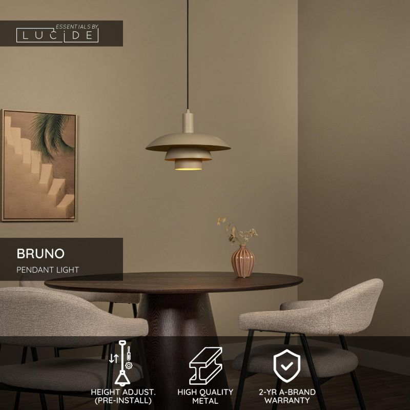 Lampa wisząca Lucide BRUNO taupe 1xE27x40W IP20 wym:50x38x38cm - 1 szt.