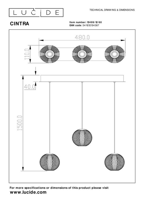 Lampa wisząca Lucide Cintra 4387 złoto-odcienie złota kryształowa wbudowany LED 12.6W 1 szt.
