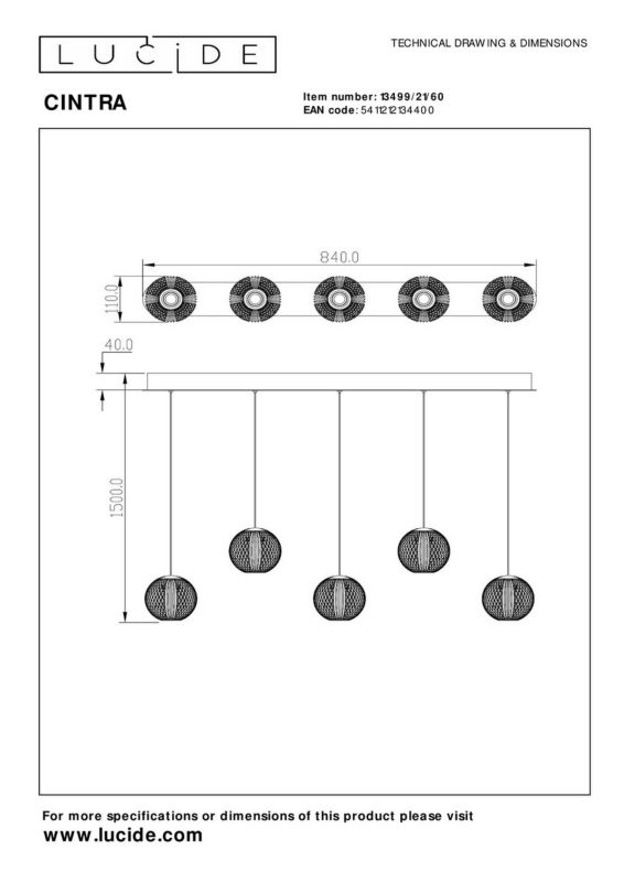 Lampa wisząca Lucide Cintra 4400 złoto-odcienie złota kryształowa wbudowany LED 21W 1 szt.