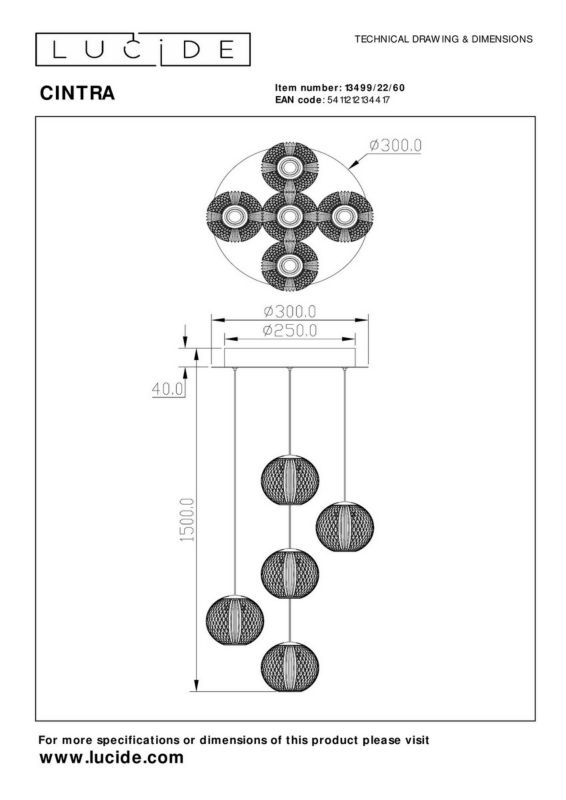 Lampa wisząca Lucide Cintra złoto-odcienie złota kryształowa wbudowany LED 21W 1 szt.