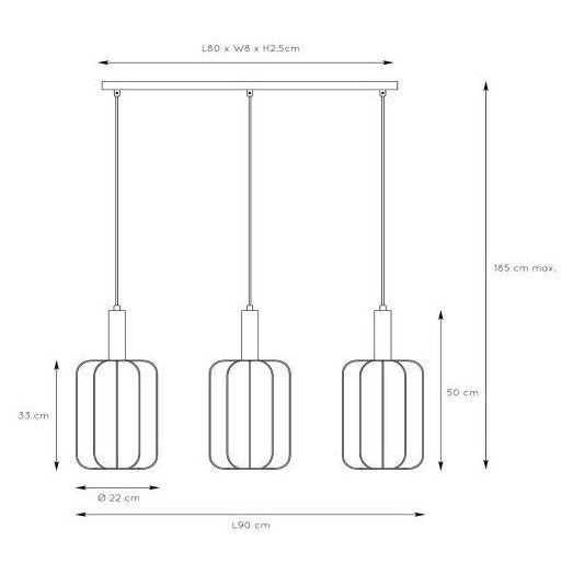 Lampa wisząca Lucide CORINA czarno-złota 3xE27x40W IP20 wym:185x90x22cm - 1 szt.