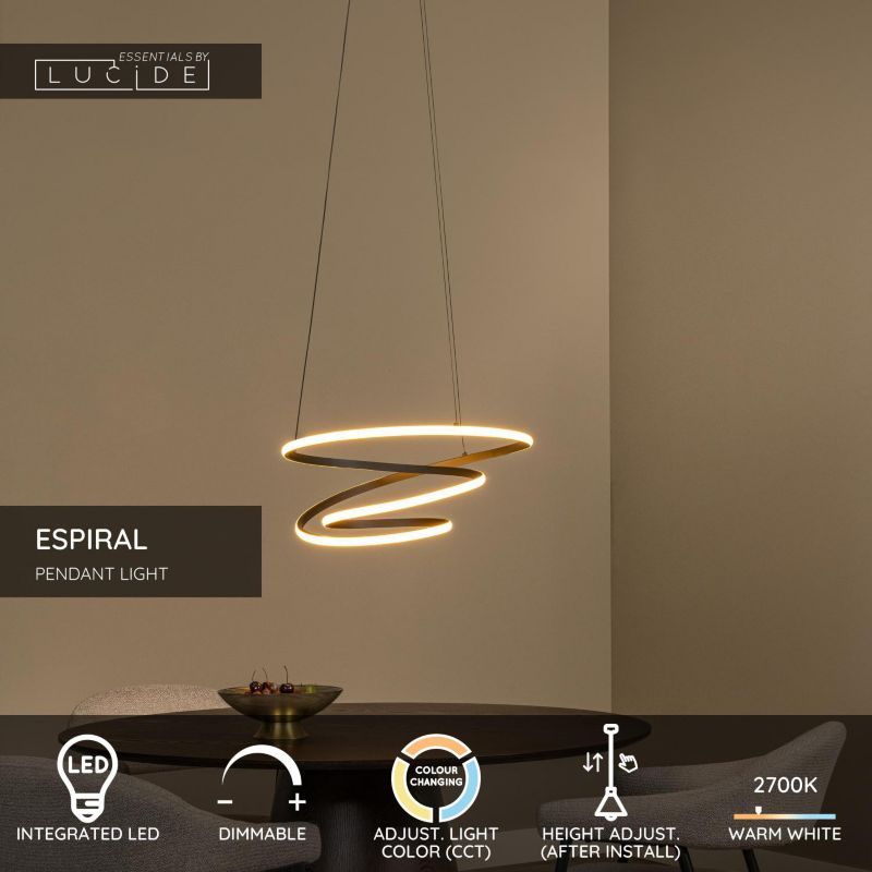 Lampa wisząca Lucide ESPIRAL czarna LED 40W 2700-4000K 2500lm IP20 - 1 szt.