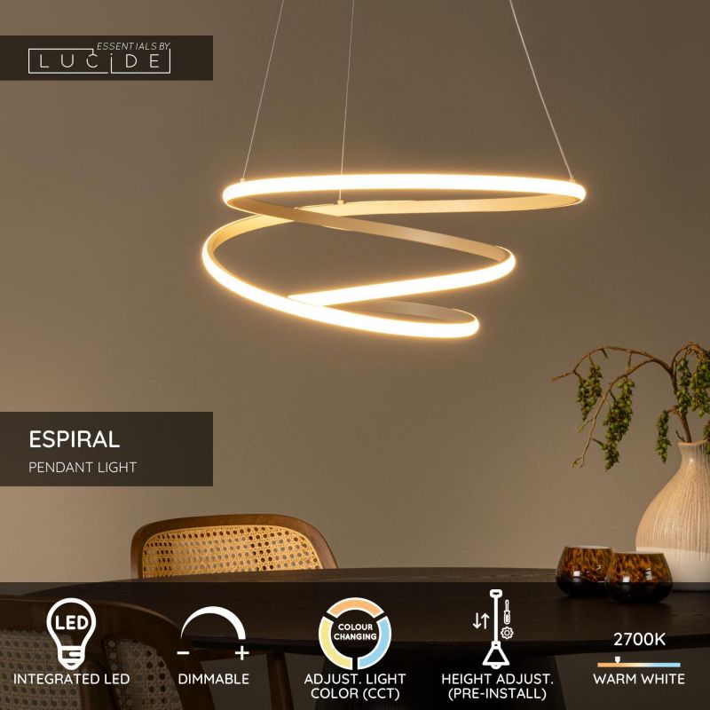 Lampa wisząca Lucide ESPIRAL taupe LED 40W 2700-4000K 2200lm IP20 - 1 szt.