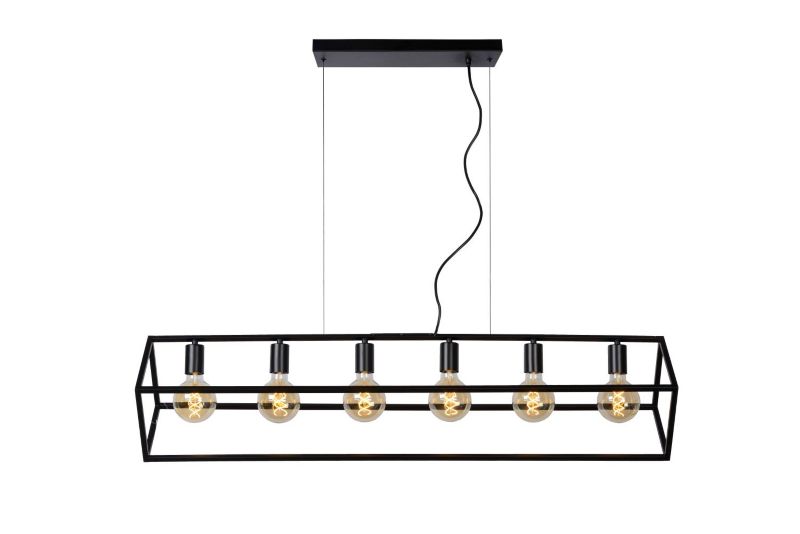 Lampa wisząca Lucide Fabian 0810 czarna nad stół 6xE27 x 40W 1 szt.