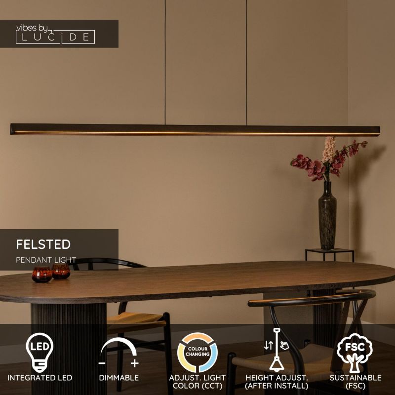 Lampa wisząca Lucide FELSTED czarna LED 28W 2200/4000K 3300lm IP20 - 1 szt.