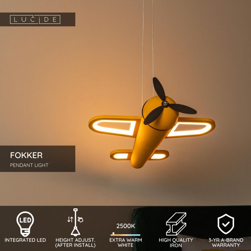 Lampa wisząca Lucide FOKKER żółta LED 26W 2500K 1400lm IP20 - 1 szt.