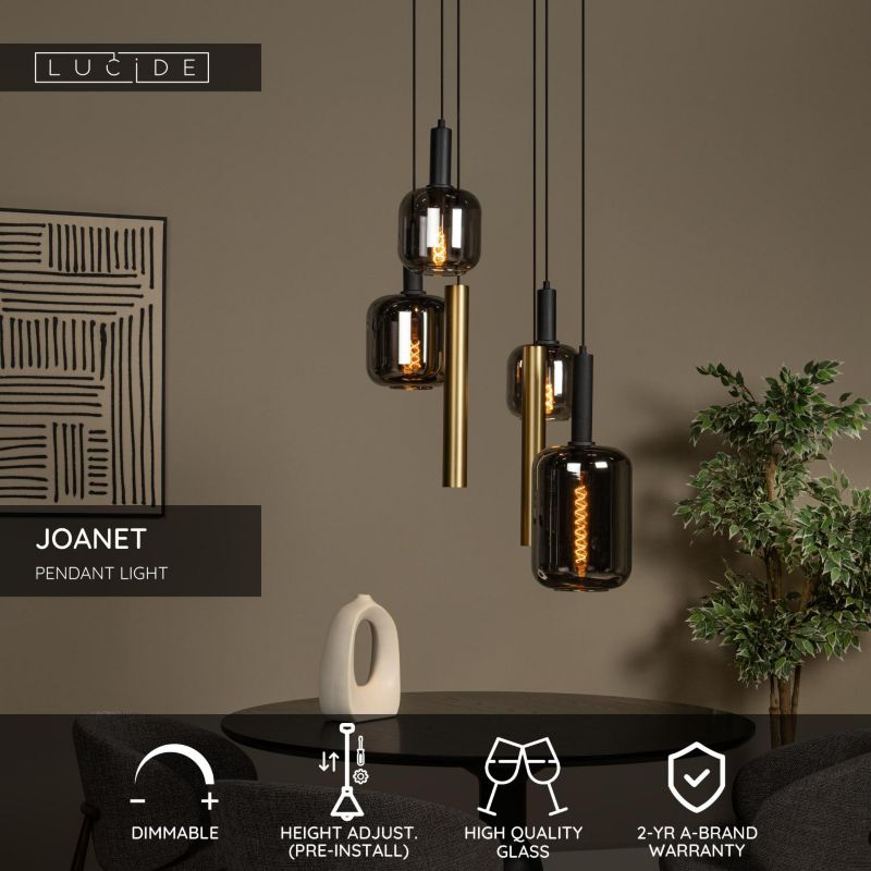 Lampa wisząca Lucide JOANET czarna 4xE27+GU10x40W IP20 wym:150x65x65cm - 1 szt.