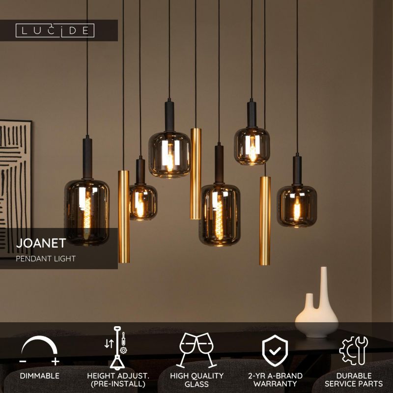 Lampa wisząca Lucide JOANET czarna 6xE27+GU10x40W IP20 wym:150x130x35cm - 1 szt.