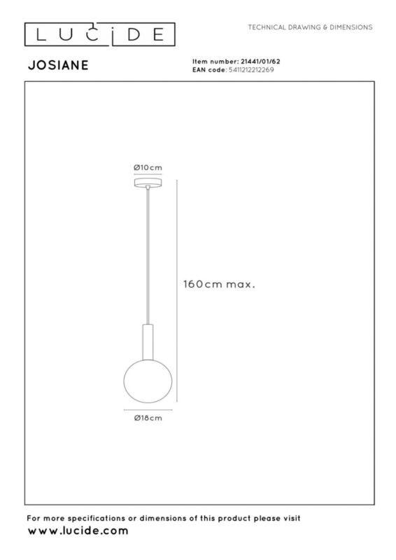 Lampa wisząca Lucide JOSIANE miedziano-czarna 1xG9x40W IP20 wym:70x18x18cm - 1 szt.