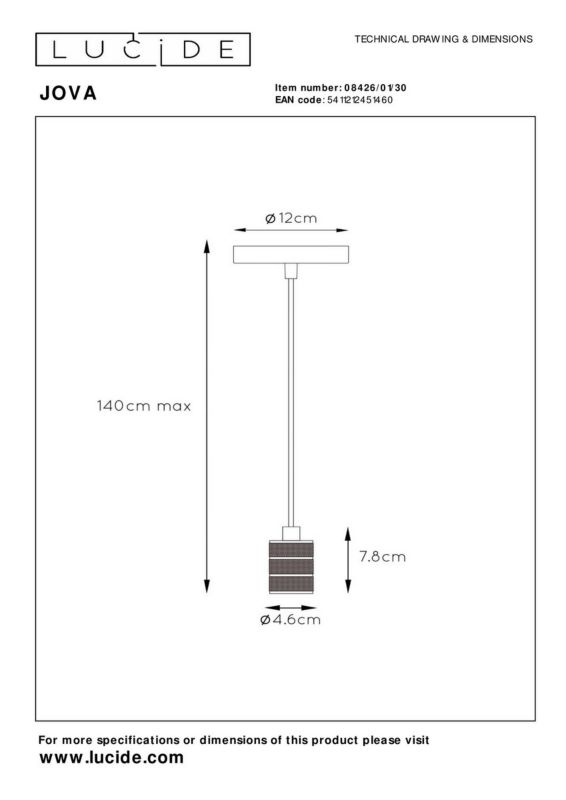 Lampa wisząca Lucide Jova czarna punktowa industrialna loft 1xE27 x 60W 1 szt.