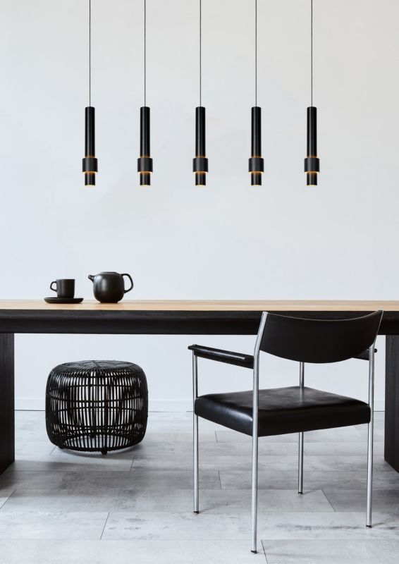 Lampa wisząca Lucide Margary czarna tuby wbudowany LED 22W 1 szt.
